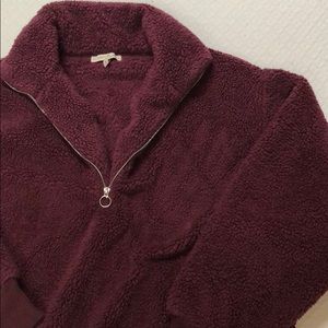 fleece quarter zip sweatshirt